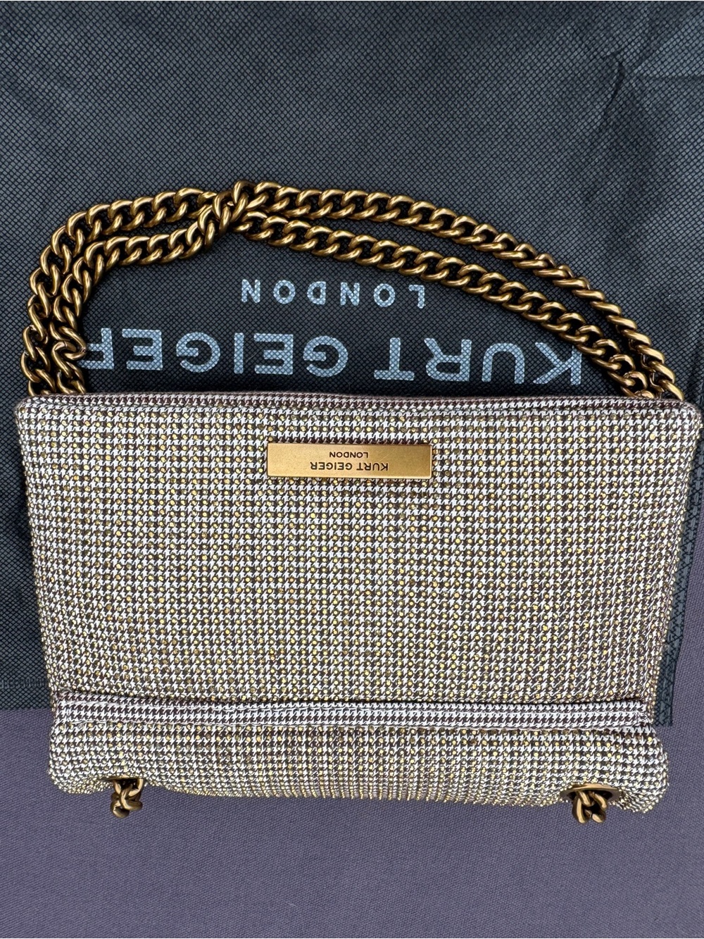NWT Kurt Geiger Mini Kensington Crystal Houndstooth Shoulder Crossbody Bag - Picture 7 of 16